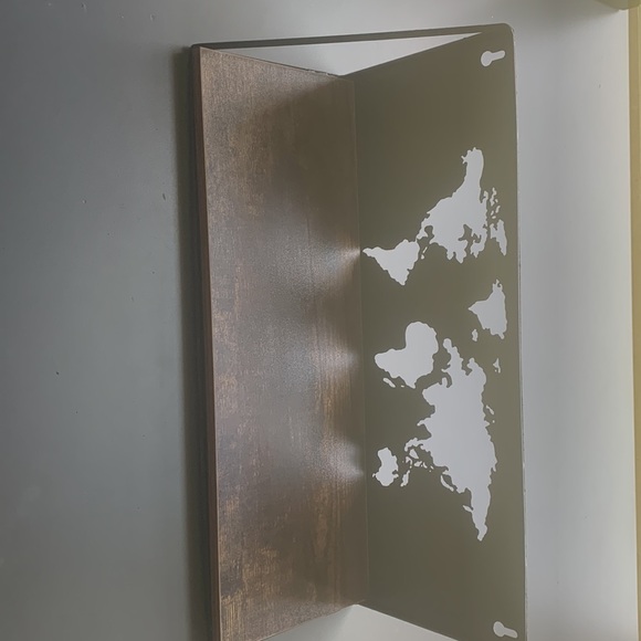 (1894) Two Wooden Shelves with atlas map cut out on metal back - Picture 7 of 10